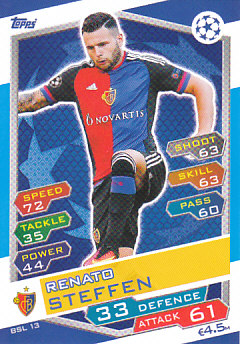 Renato Steffen FC Basel 2016/17 Topps Match Attax CL #BSL13